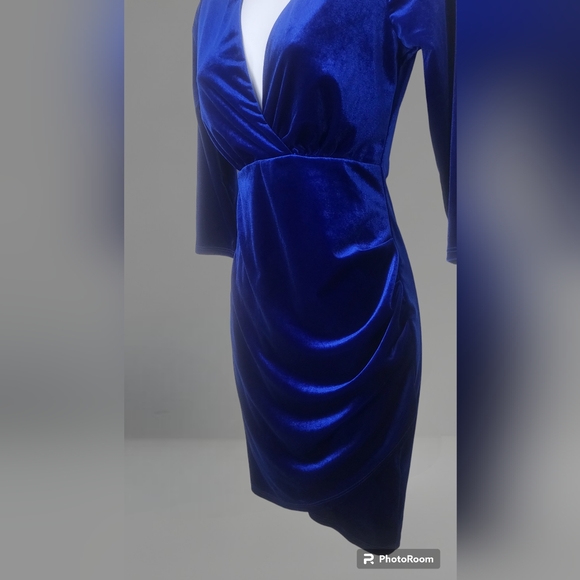 LULUS Royal Blue Velvet Bodycon Dress Small - Picture 7 of 12